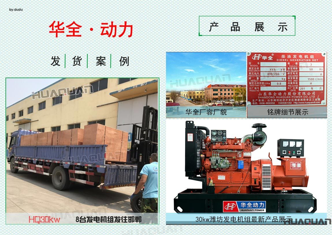 邯鄲客戶(hù)在華全采購(gòu)8臺(tái)30kw發(fā)電機(jī)組于5月14日成功出廠